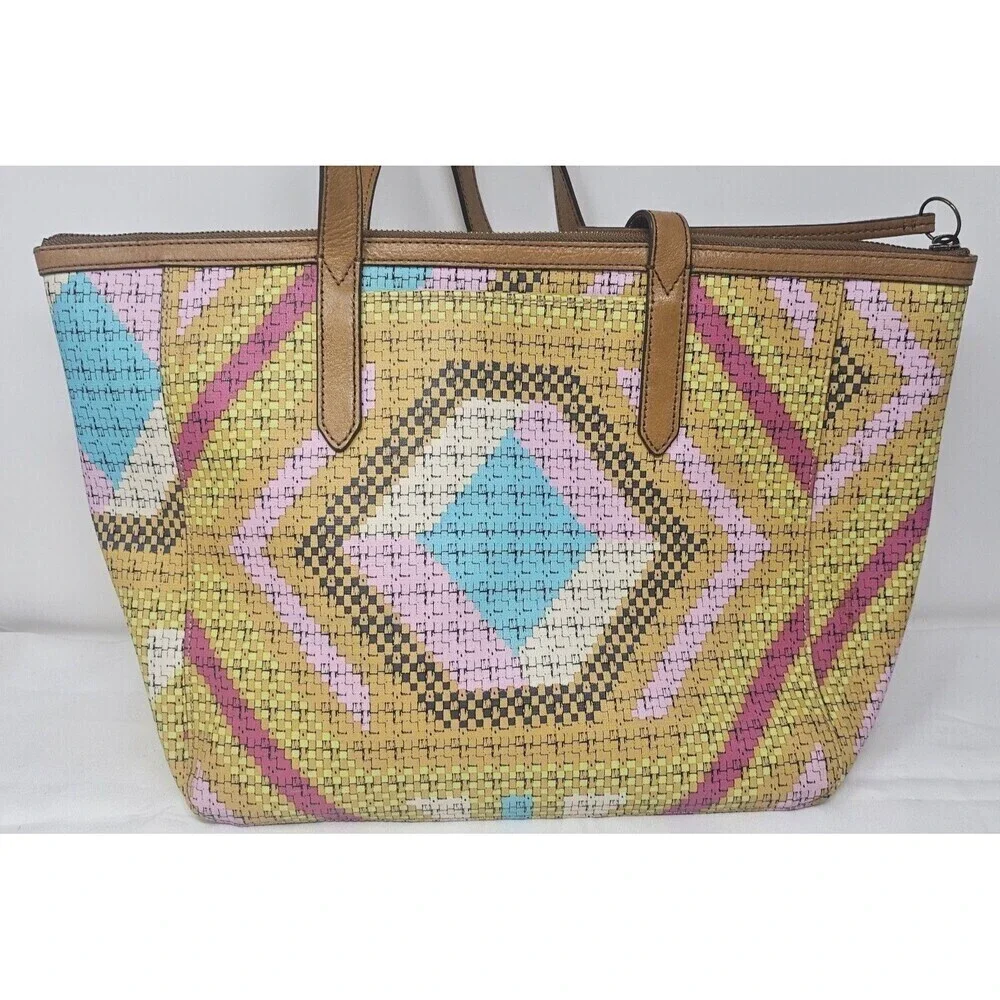 Fossil Sydney Geometric Prints Multicolor Signature Shopper Tote Bag